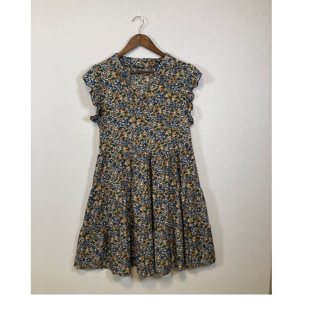 Seasty Floral Tiered Ruffle Sleeve Dress‎ Women Size M